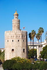 Fototapeta na wymiar Torre del Oro. CITY w Sewilli, Andaluzja, Hiszpania