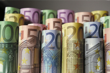 Euro, Banknoten, Geld, Währung, Geldscheine, Rollen