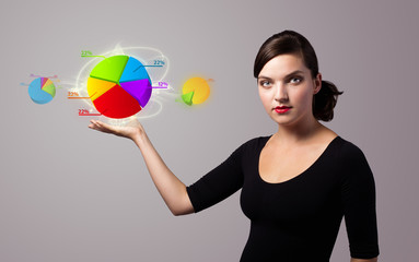 woman holding virtual business sign