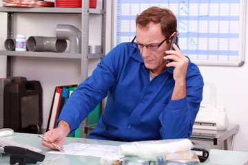 Plumber on the phone