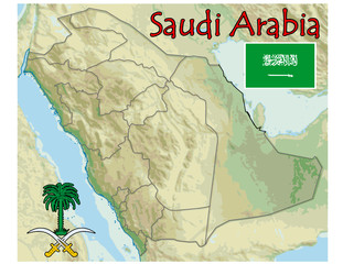 saudi arabia map flag emblem