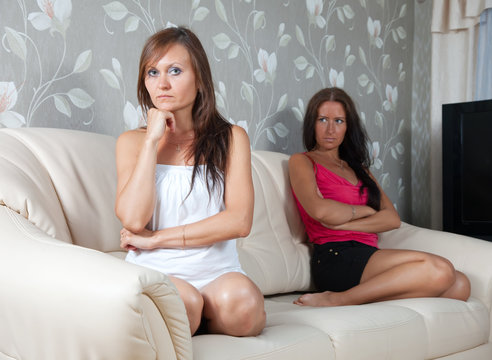 women after quarrel at home