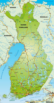 Landkarte von Finnland mit Autobahnen
