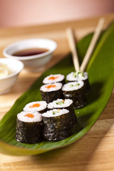 exclusicve sushi rolls on the leaf