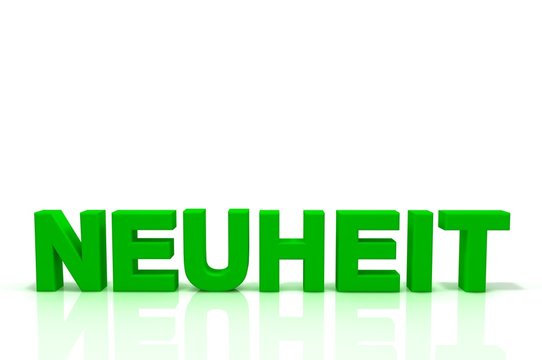 Schriftzug Neuheit gr&uuml;n