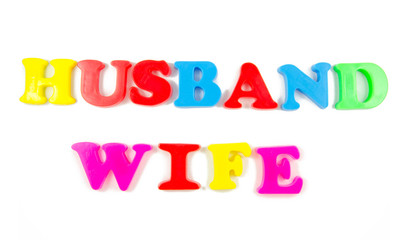 husband and wife written in fridge magnets
