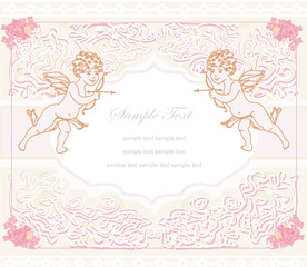 Fototapeta premium happy valentines day card with cupid