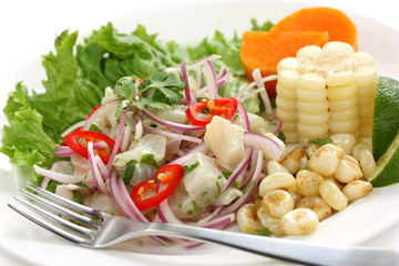 ceviche, seafood dish, peruvian cuisine