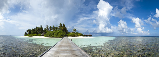 panoramic view of a paradise island - obrazy, fototapety, plakaty