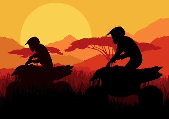 All terrain vehicle quad motorbike riders in wild nature © kstudija