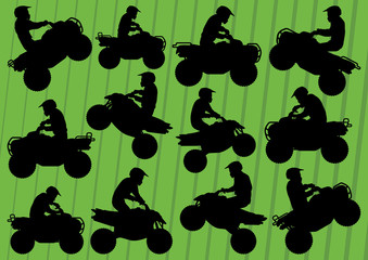 All terrain vehicle quad motorbikes riders illustration © kstudija