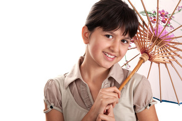 little girl holding a umbrella