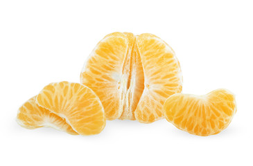 Sliced tangerine fruit isolated on white