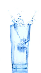 Water splash in glasses isolated on white