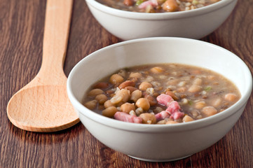 Borlotti bean and spelt soup.