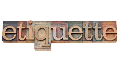 etiquette word in letterpress type - obrazy, fototapety, plakaty