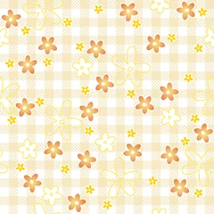 gelbe Blumen auf Karo-Hintergrund - endlos Vektor © picoStudio