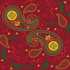Christmas Paisley in Red