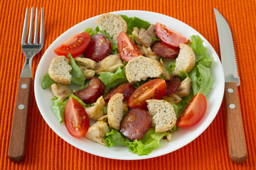 salad with sausage