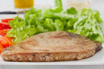 fried tuna with salad