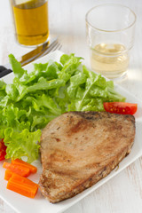 fried tuna with salad