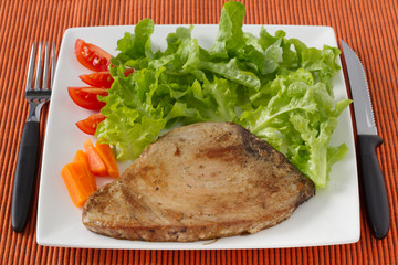 fried tuna with salad