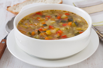 vegetable soup with bread