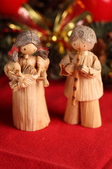 Girl and boy with a flute - two figures - Christmas decoration