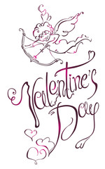 Valentine's Day type text. Cupid.