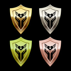 shields with human arms