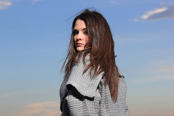 Fototapeta premium beautiful woman by the sea