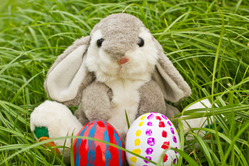 easter bunny with easter eggs