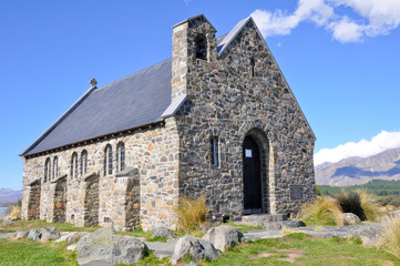 Fototapeta na wymiar Kościół Dobrego Pasterza, Tekapo jezioro, Nowa Zelandia