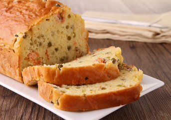 cake with salmon and pea