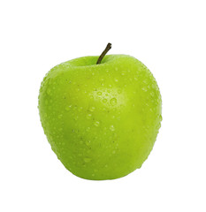 green apple with dew drops