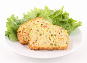 isolated plate of cake and salad