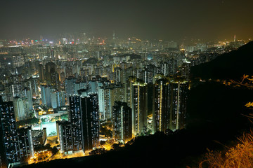 city at night, view from mountain