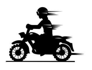 Fototapeta na wymiar motorcyclist silhouette on white background