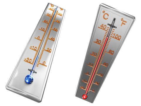 Set of thermometers 3d isolated