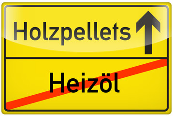Obraz premium Heizen mit Holzpellets statt Heizöl 