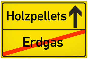 Obraz premium Schild Erdgas Holzpellets