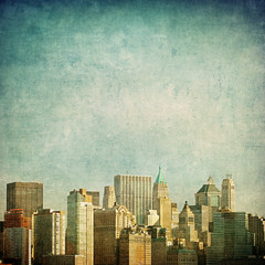 grunge image of new york skyline