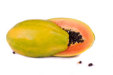 papaya fruit on white