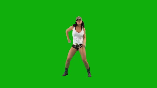 Military girl dancing hip-hop