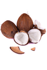 Fototapeta na wymiar coconuts on white
