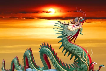 Papier Peint photo Dragons Dragon chinois géant à WAt Muang, Thaïlande