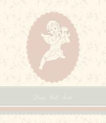Background with angel in vintage style