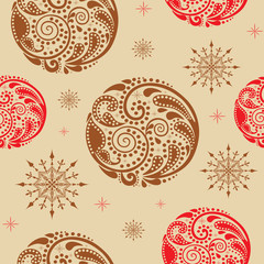 Vintage seamless texture with circles of leaf pattern.