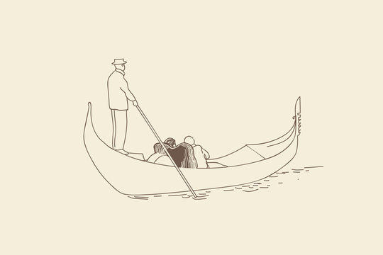 SKETCH.The gondolier floats