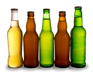 Bottles of beers, isolated on white background